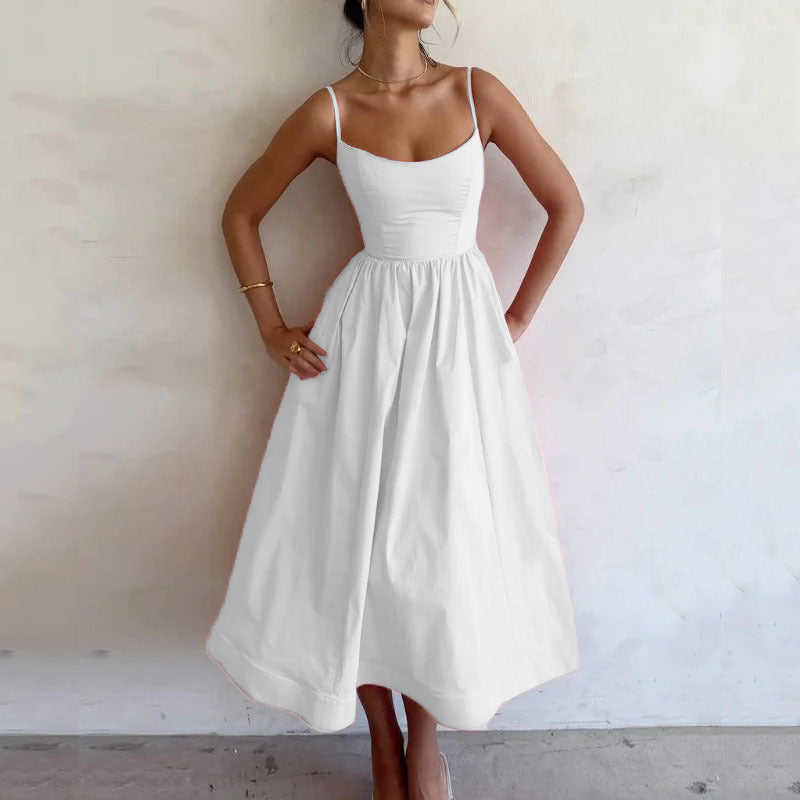 Robe Féminine Perle Noire avec Bretelles