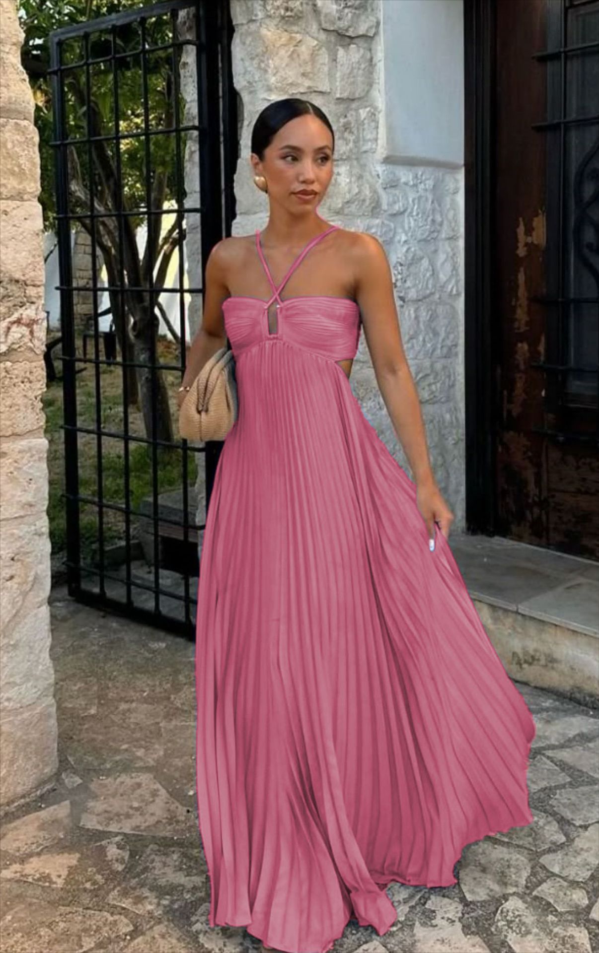 Robe cocktail à taille haute sans manches
