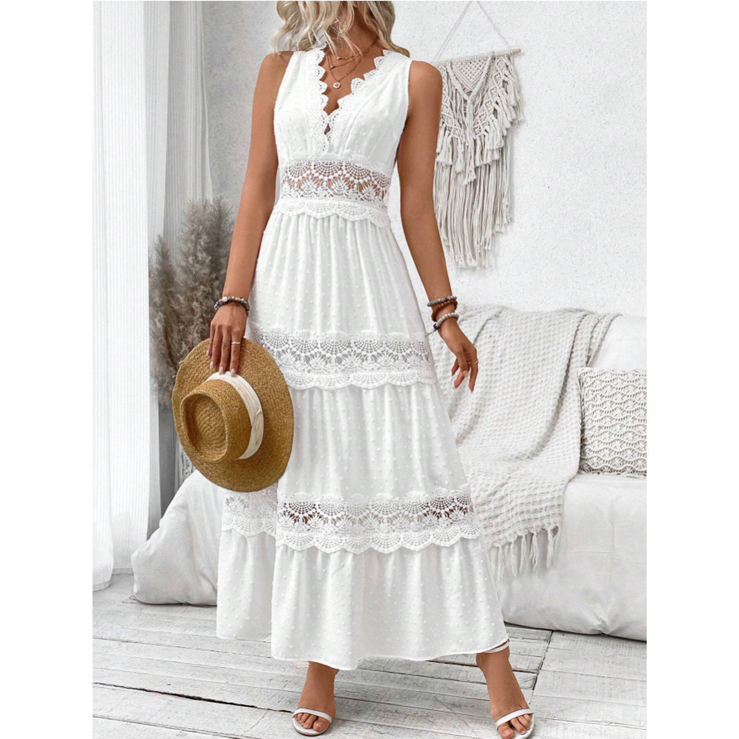 Robe sans manches avec dentelle
