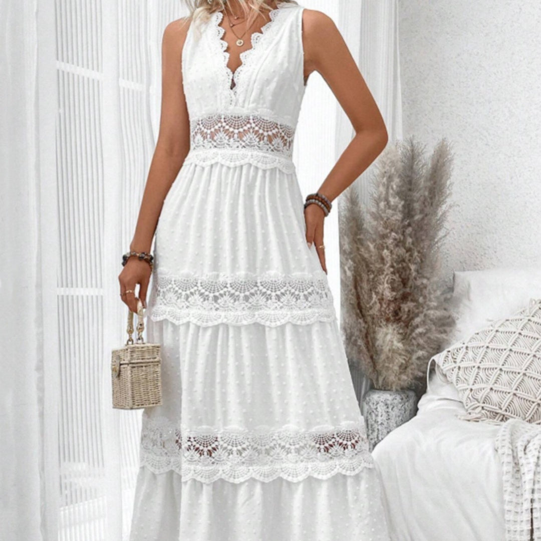 Robe sans manches avec dentelle