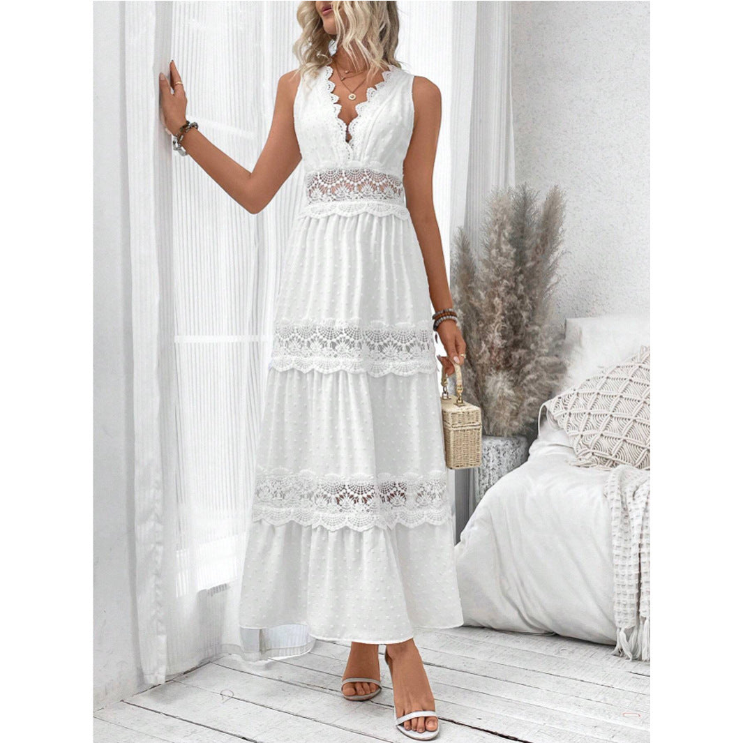 Robe sans manches avec dentelle